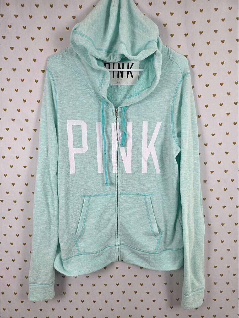 Victorias Secret Pink Logo Full zip Light Hoodie jacket Large